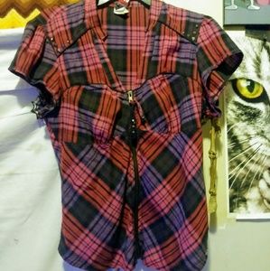 Plaid Women's Top - Red and Black